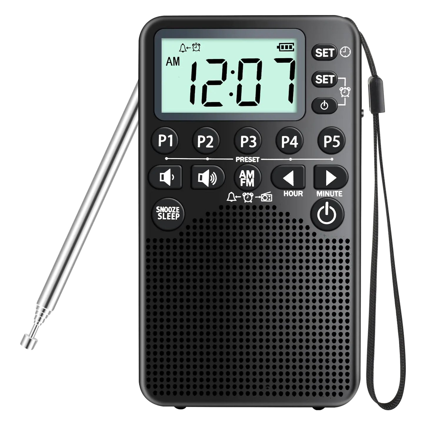 AM FM Radio Portable Easy to Use AM FM Pocket Radio with LCD Screen Loud Speaker Excellent Reception Preset Sleep Timer Alarm Clock Snooze Battery Operated Thoughtful Gift