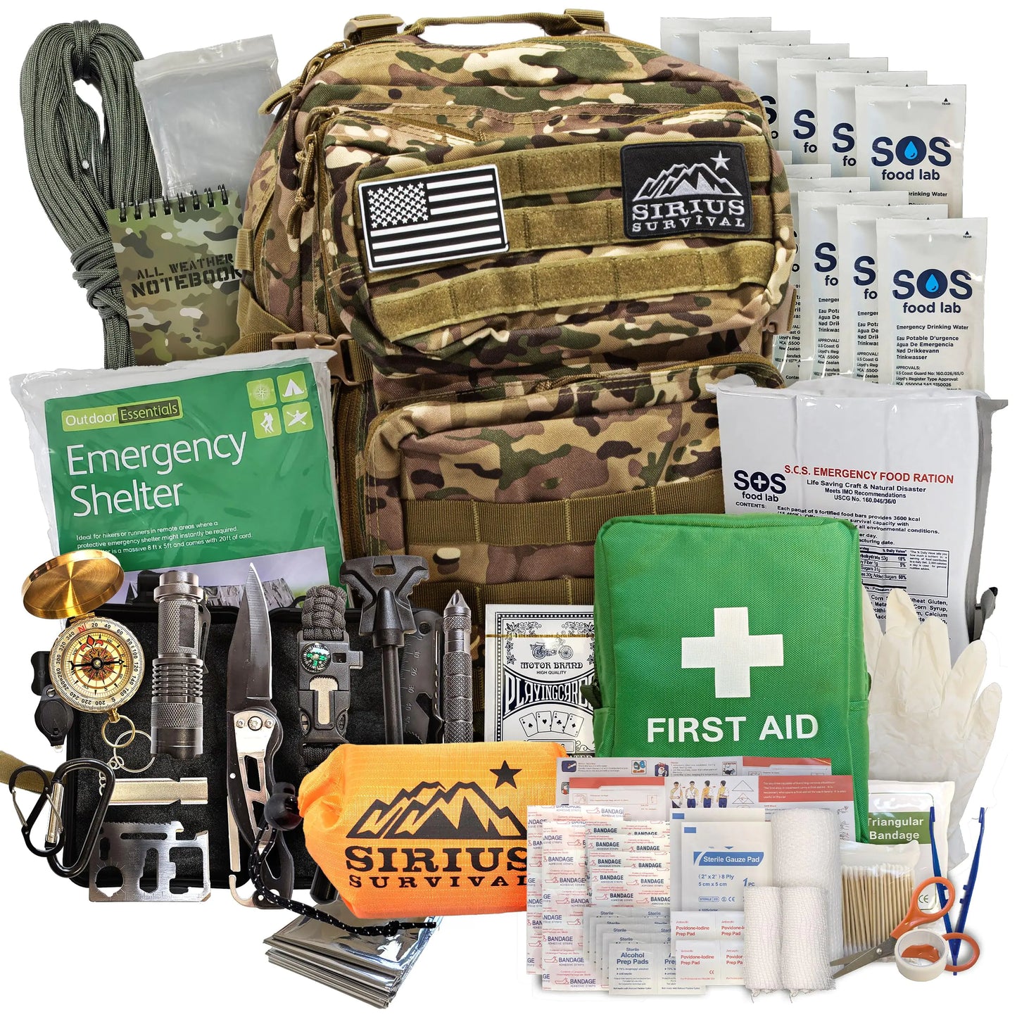 Sirius Tactical 72-Hour Survival Kit - Complete Bug Out Backpack for One