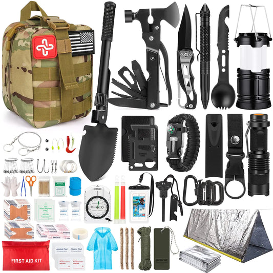 Emergency Survival 250Pcs Kit with First Aid and Molle Bag